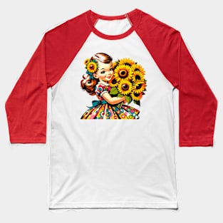 Little girl with sunflowers Baseball T-Shirt